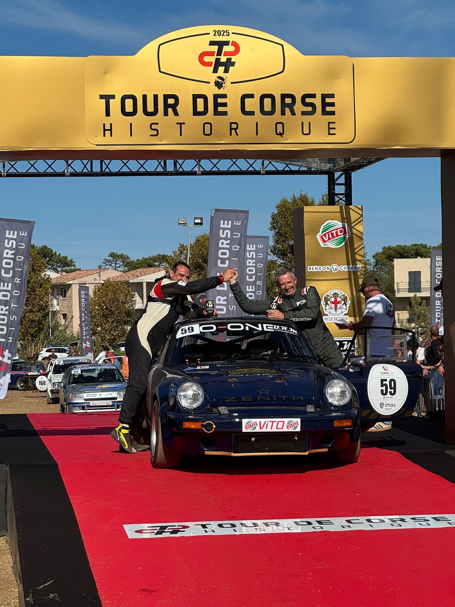 La Porsche 911 RSR préparée par O-ONE à l’arrivée du Tour de Corse Historique
